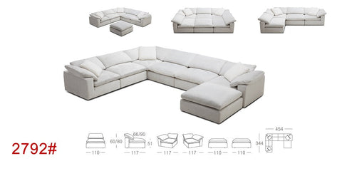 Divani Casa Unity Modern White L Shaped Reversible Sectional Sofa