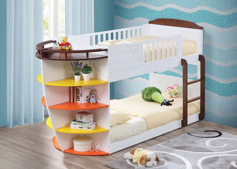 ACME Neptune White & Chocolate Twin/Twin Bunk Bed Model 37715