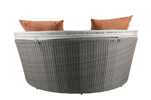 ACME Glynn Beige Fabric & Gray Wicker Patio Sofa & Ottoman Model 45025