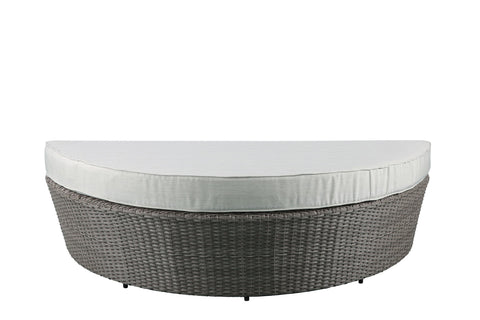 ACME Glynn Beige Fabric & Gray Wicker Patio Sofa & Ottoman Model 45025