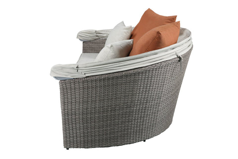 ACME Glynn Beige Fabric & Gray Wicker Patio Sofa & Ottoman Model 45025