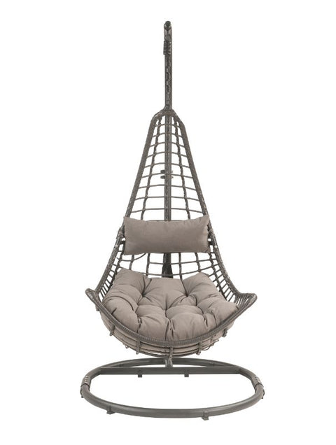 ACME Uzae Gray Fabric & Charcaol Wicker Patio Swing Chair Model 45105