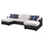 ACME Merill Beige Fabric & Black PU Sectional Sofa Model 56015