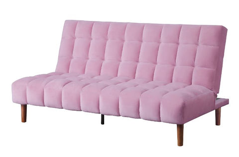 ACME Yolandi Pink Velvet & Dark Walnut Finish Futon Model 57200
