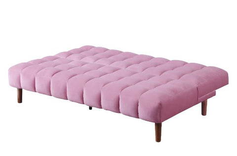ACME Yolandi Pink Velvet & Dark Walnut Finish Futon Model 57200