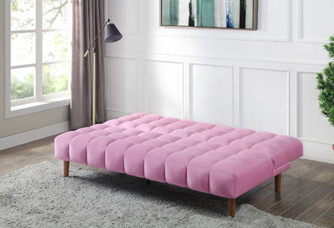 ACME Yolandi Pink Velvet & Dark Walnut Finish Futon Model 57200