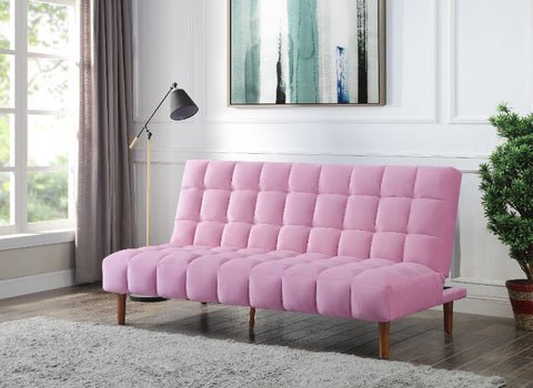 ACME Yolandi Pink Velvet & Dark Walnut Finish Futon Model 57200