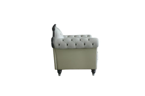 ACME House Delphine Two Tone Ivory Fabric, Beige PU & Charcoal Finish Chair Model 58832