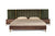 Nova Domus Calabria Modern Walnut & Green Velvet Bed & Nightstands