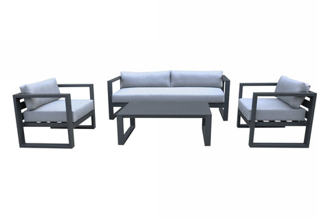 Divani Casa Weber Modern Outdoor Grey & Black Sofa Set