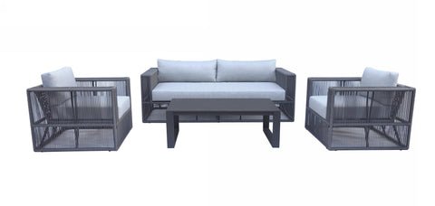 Divani Casa Whimsy Modern Outdoor Light Grey & Dark Grey Sofa Set
