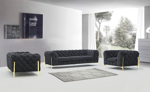 Divani Casa Sheila Modern Dark Grey Fabric Sofa Set