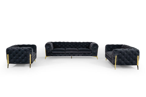 Divani Casa Sheila Modern Dark Grey Fabric Sofa Set