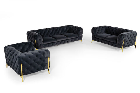 Divani Casa Sheila Modern Dark Grey Fabric Sofa Set