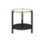 ACME Thistle Clear Glass, Faux Black Marble & Champagne Finish End Table Model 83307