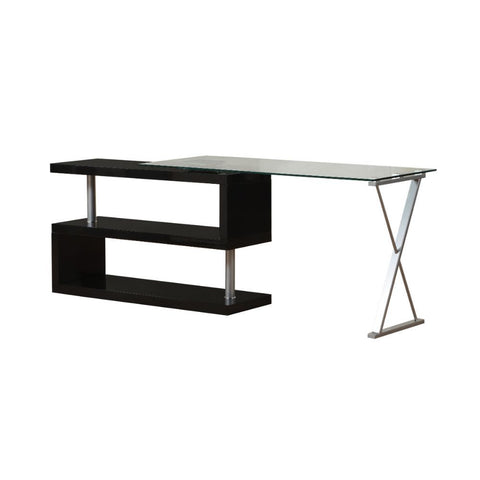 ACME Buck Black High Gloss & Clear Glass Desk Model 92366