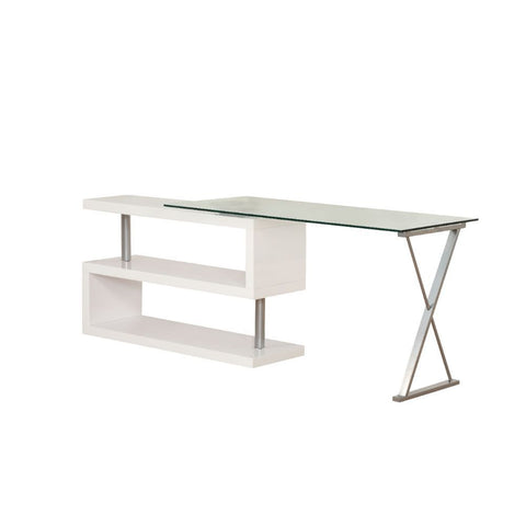 ACME Buck White High Gloss & Clear Glass Desk Model 92368