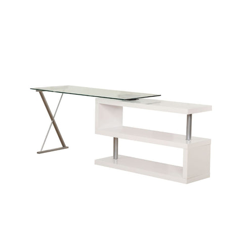 ACME Buck White High Gloss & Clear Glass Desk Model 92368