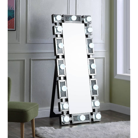 ACME Noralie Mirrored & Faux Diamonds Accent Floor Mirror Model 97756