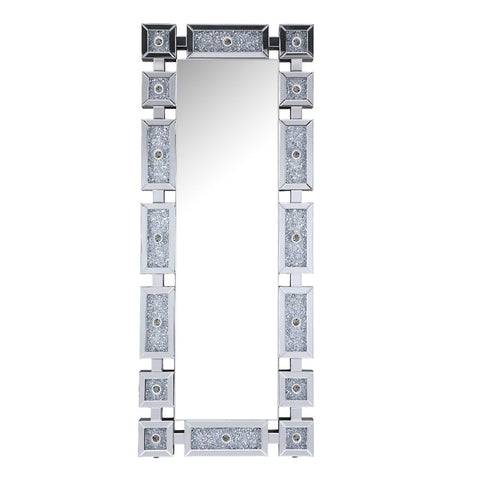 ACME Noralie Mirrored & Faux Diamonds Accent Floor Mirror Model 97756