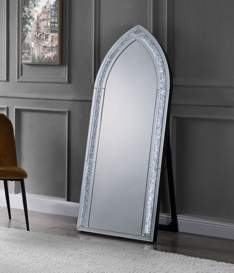 ACME Noralie Mirrored & Faux Diamonds Floor Mirror Model 97981