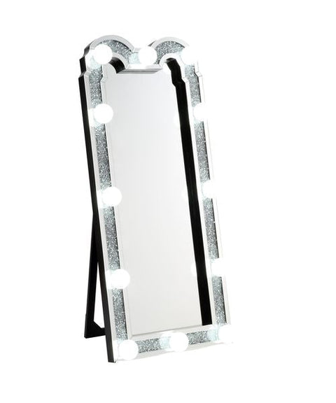 ACME Noralie Mirrored & Faux Diamonds Accent Floor Mirror Model 97985