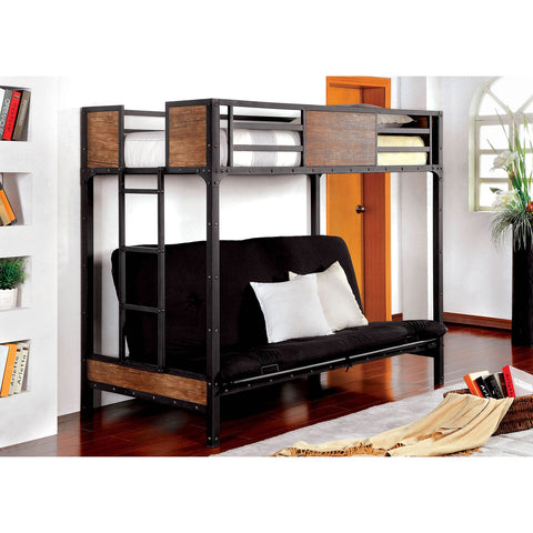 Furniture Of America Clapton Black Industrial Twin Bed With Futon Base Model CM-BK029TS