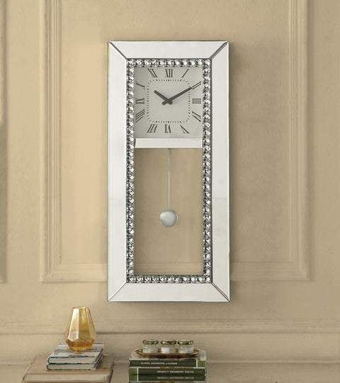 ACME Lotus Mirrored & Faux Crystal Diamonds Wall Clock Model AC00418