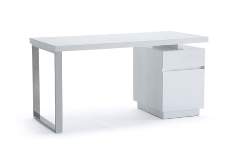 Modrest Carson Modern White & Stainless Steel Desk