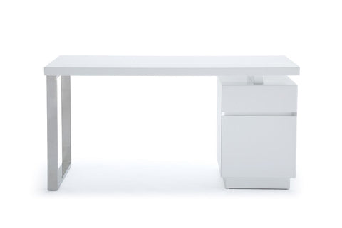 Modrest Carson Modern White & Stainless Steel Desk