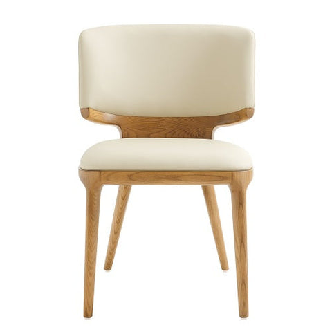 Modrest Stanley Contemporary Cream Leatherette and Walnut Set of Two Dining Chairs