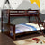 Furniture Of America Spring Creek Dark Walnut Cottage Twin Xl Queen Bunk Bed Model CM-BK604-BED