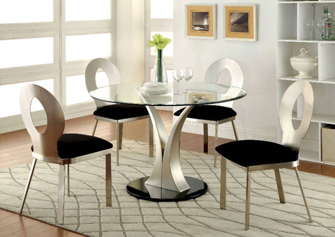 Furniture Of America Valo Silver/Black Contemporary 5-Piece Dining Table Set Model CM3727T-5PC