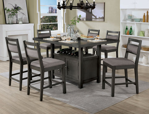 Furniture Of America Vicky Gray Transitional 7-Piece Dining Table Set Model CM3794PT-7PC