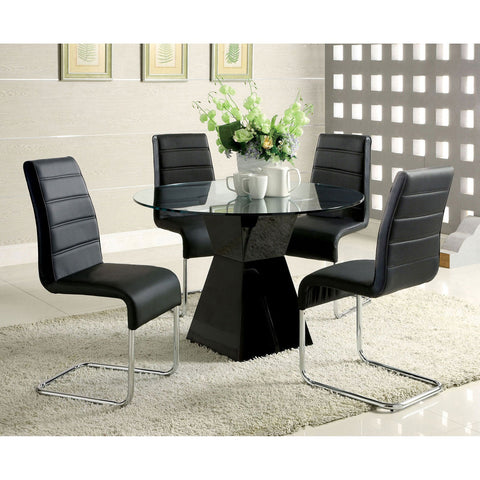 Furniture Of America Mauna Black Contemporary 5-Piece Dining Table Set Model CM8371BK-T-5PC