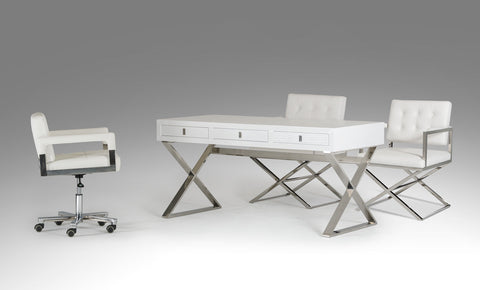 A&X Congress Transitional White Crocodile Desk