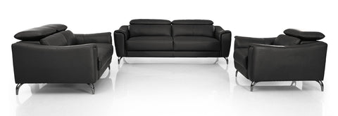 Divani Casa Danis Modern Black Leather Sofa Set