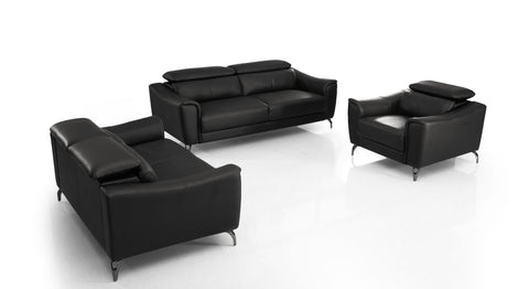 Divani Casa Danis Modern Black Leather Sofa Set
