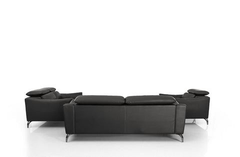 Divani Casa Danis Modern Black Leather Sofa Set