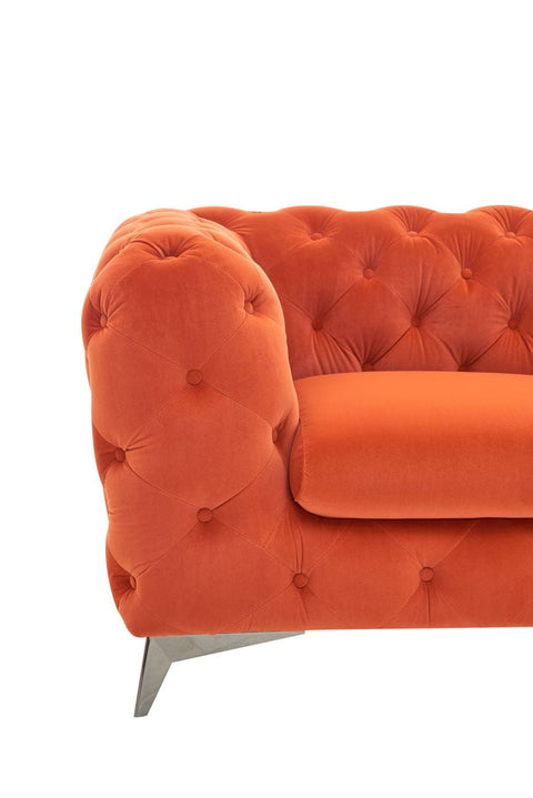 Divani Casa Delilah Modern Orange Fabric Sofa Set