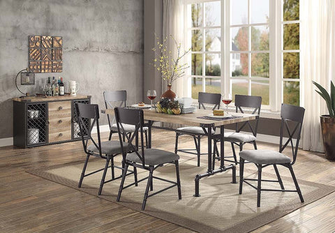 ACME Edina Oak & Sandy Black Finish Dining Table Model DN01057