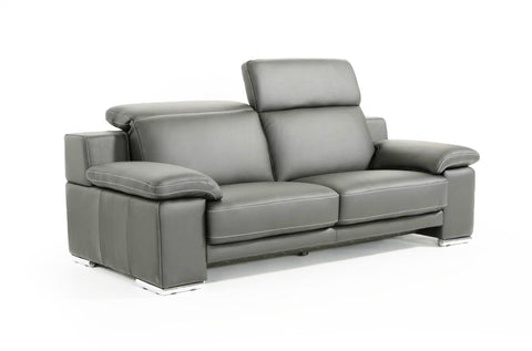Estro Salotti Evergreen Modern Stone Grey Italian Leather Sofa Set