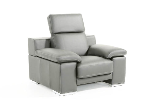 Estro Salotti Evergreen Modern Stone Grey Italian Leather Sofa Set