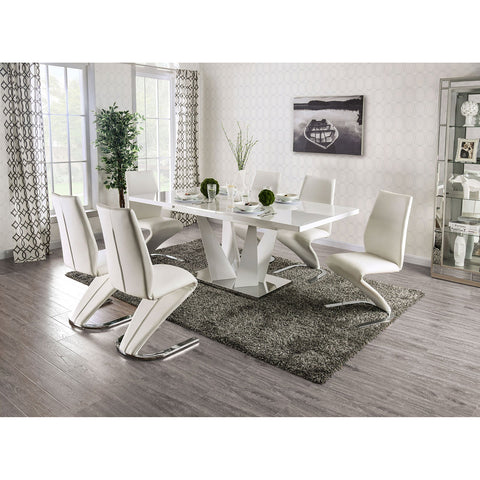 Furniture Of America Zain White/Chrome Contemporary 7-Piece Dining Table Set Model FOA3742T-7PC