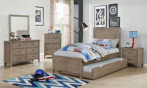 Furniture Of America Vevey Wire-Brushed Warm Gray Transitional Twin Bed Model FOA7175T-BED