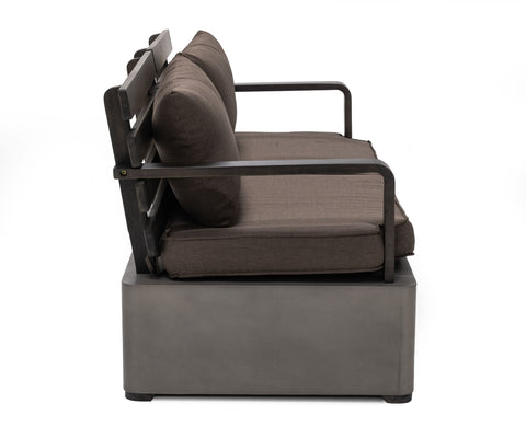 Divani Casa Garza Outdoor Concrete & Acacia 2 Seater Sofa
