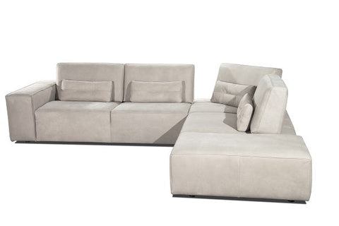 Coronelli Collezioni Hollywood Italian Light Grey Leather RAF Chaise Sectional Sofa