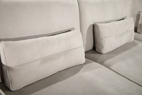 Coronelli Collezioni Hollywood Italian Light Grey Leather LAF Chaise Sectional Sofa