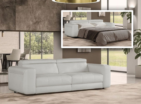 Coronelli Collezioni Icon Modern Italian Grey Leather Sofa Bed