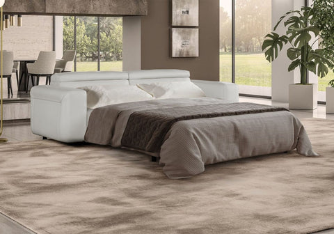 Coronelli Collezioni Icon Modern Italian Grey Leather Sofa Bed